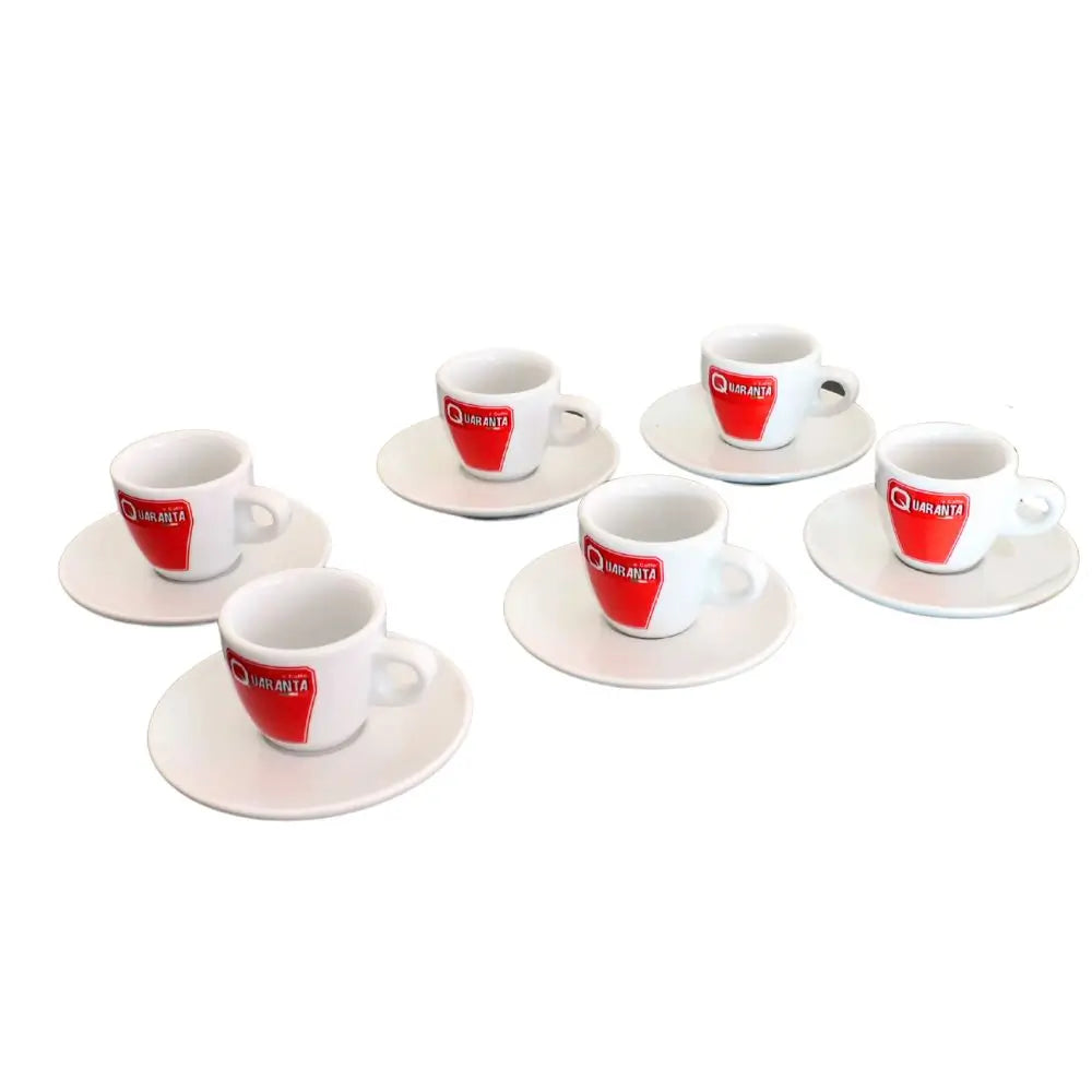CAFFÈ QUARANTA Espresso Cups + Saucers (6pcs)