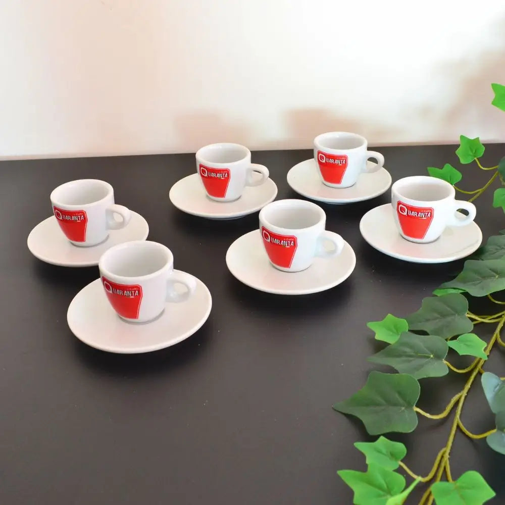 CAFFÈ QUARANTA Espresso Cups + Saucers (6pcs)