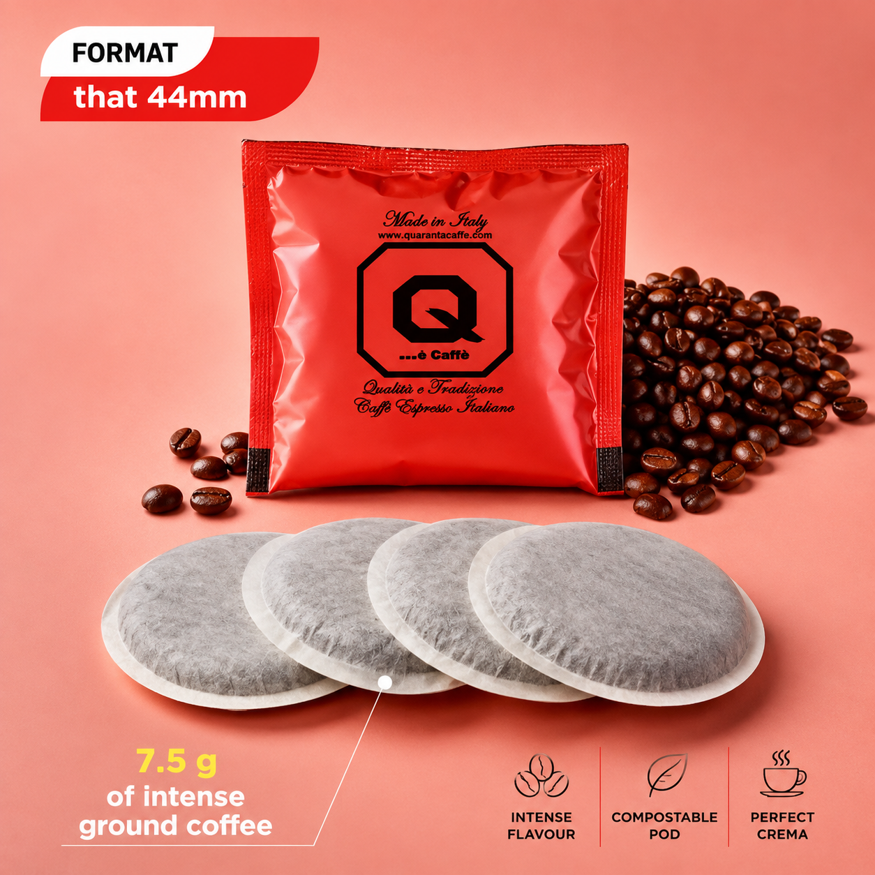 Intense ESE Coffee Pods 44mm – Bold Italian Espresso