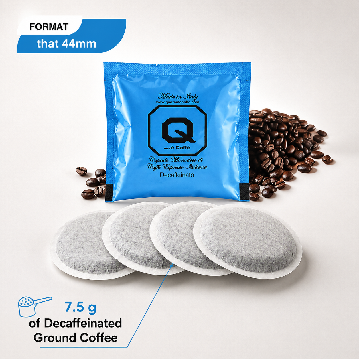 Decaffeinated ESE Coffee Pods 44mm